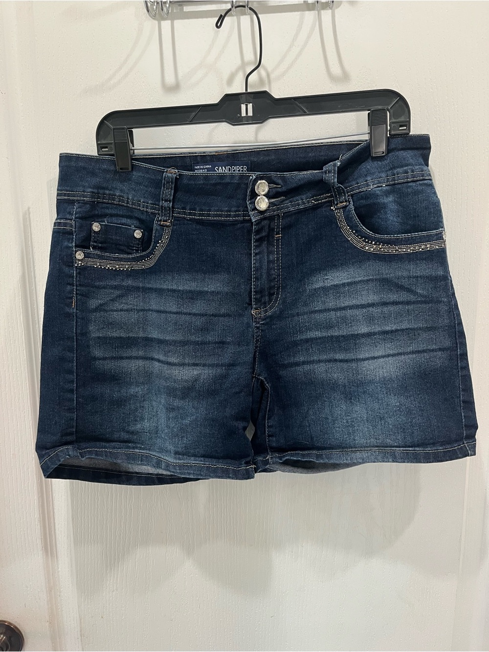 Sandpiper High Waist Dark Blue Denim Shorts